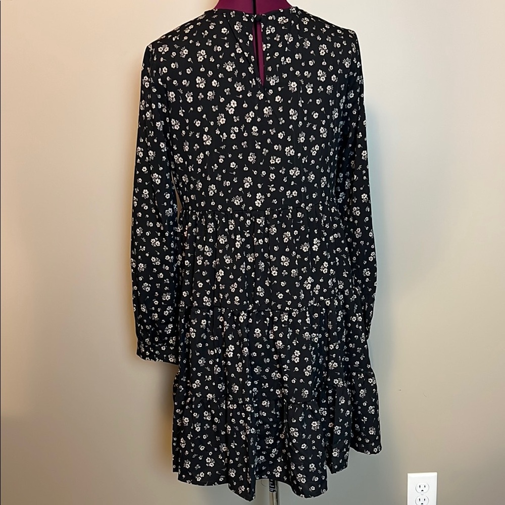 Buffalo Women’s Size Small Petite Black Botanical Floral Long Sleeve Dress New - Picture 3 of 9